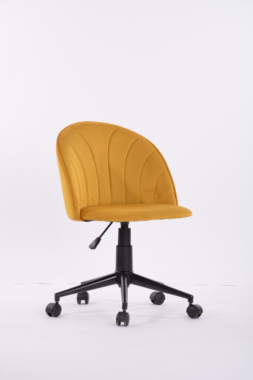 Scaun de birou - tapiterie catifea galbena - 3 | YEO