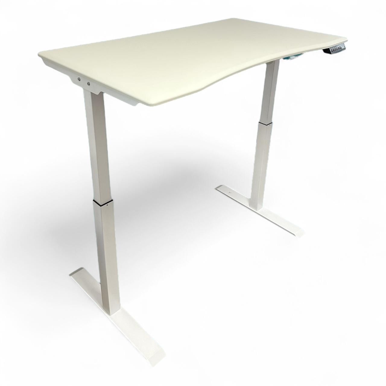 TerrA3 New- blat curbat - birou reglabil electric pe inaltime, 1 motor, 120X70 CM (Culoare profil: Alb, Culoare Blat Curbat Top Design-MDF INFOLIAT MAT: Nergu Ceramic - mat) - 1 | YEO