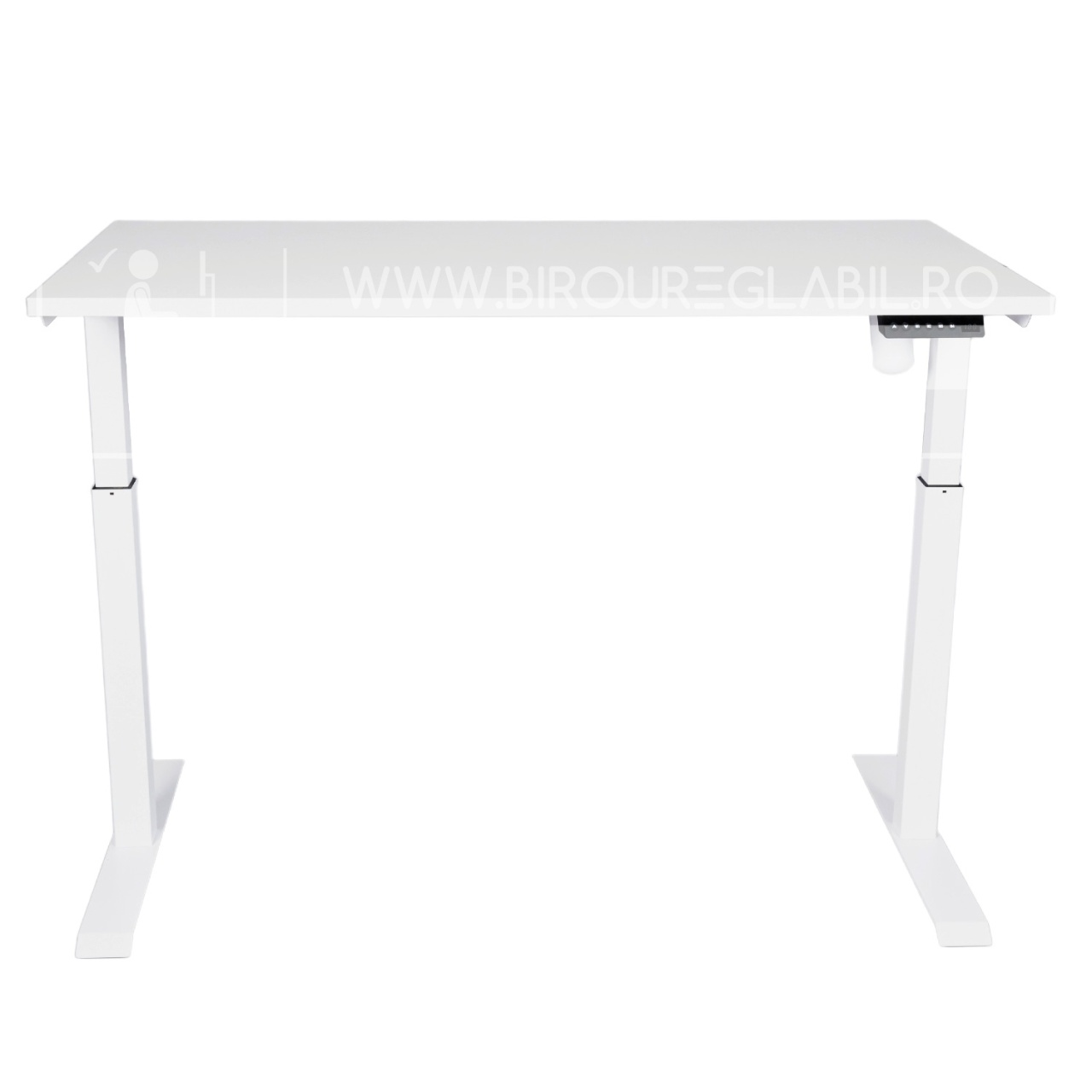 Birou reglabil electric TerrA3 s WHITE - profil pătrat, cadrul alb (Dimensiune blat: 100x60 cm, Culoare blat: Alb 25mm)