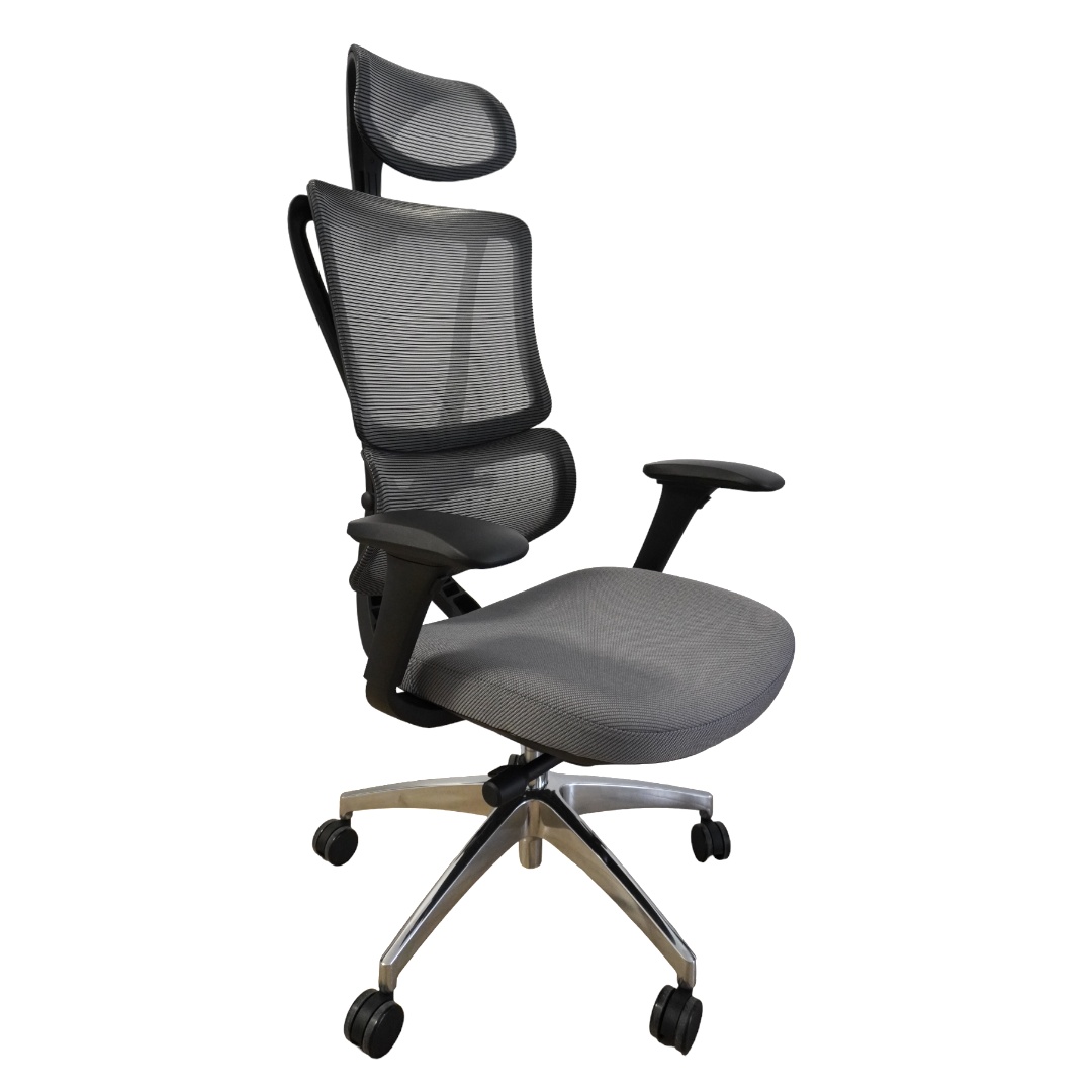 Ergodynamic Star Plus - Black Grey - Scaun de birou 4D, sezut translatie, suport lombar ajustabil 7 cm
