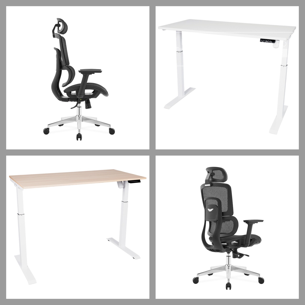 Pachet Birou reglabil TerrA3 WHITE + Scaun Gary Black