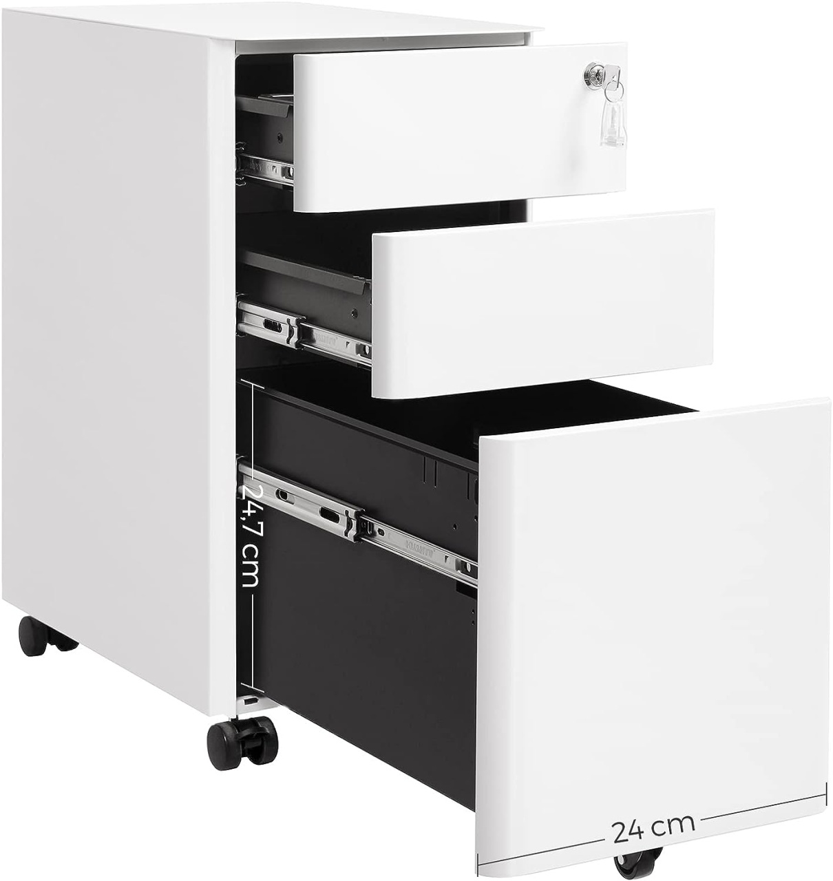 RollBox metalic -White30 - casetiera metalica de birou -3 sertare - 1 | YEO