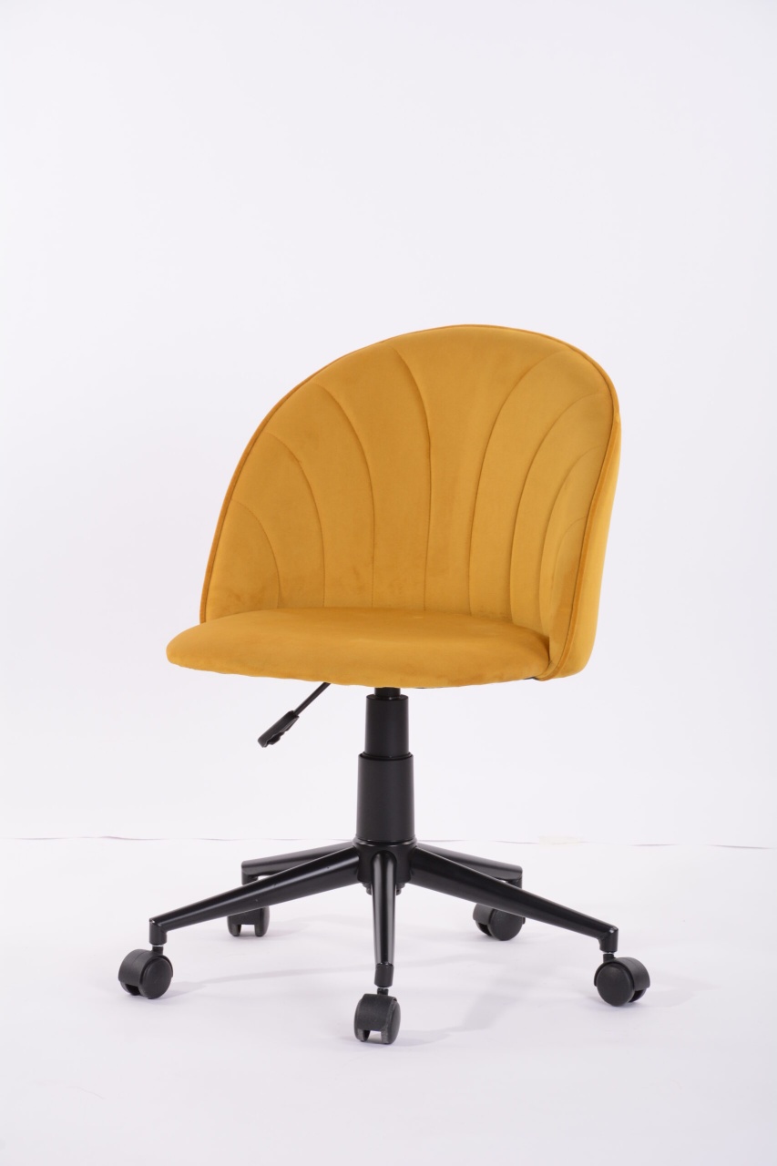 Scaun de birou - tapiterie catifea galbena