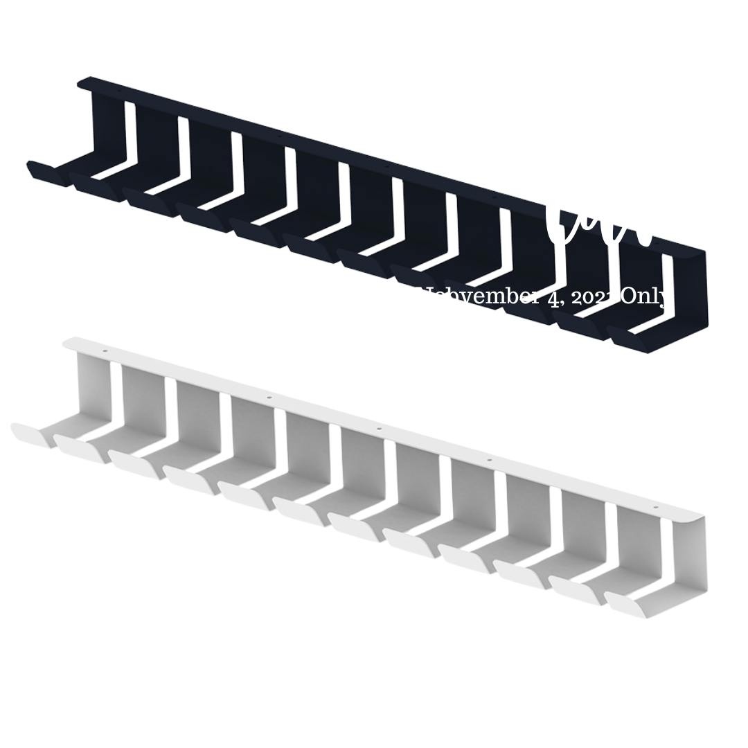Tavita cabluri sub birou- Easy 80 cm -White/Black - metalica (Culoare profil: Alb)