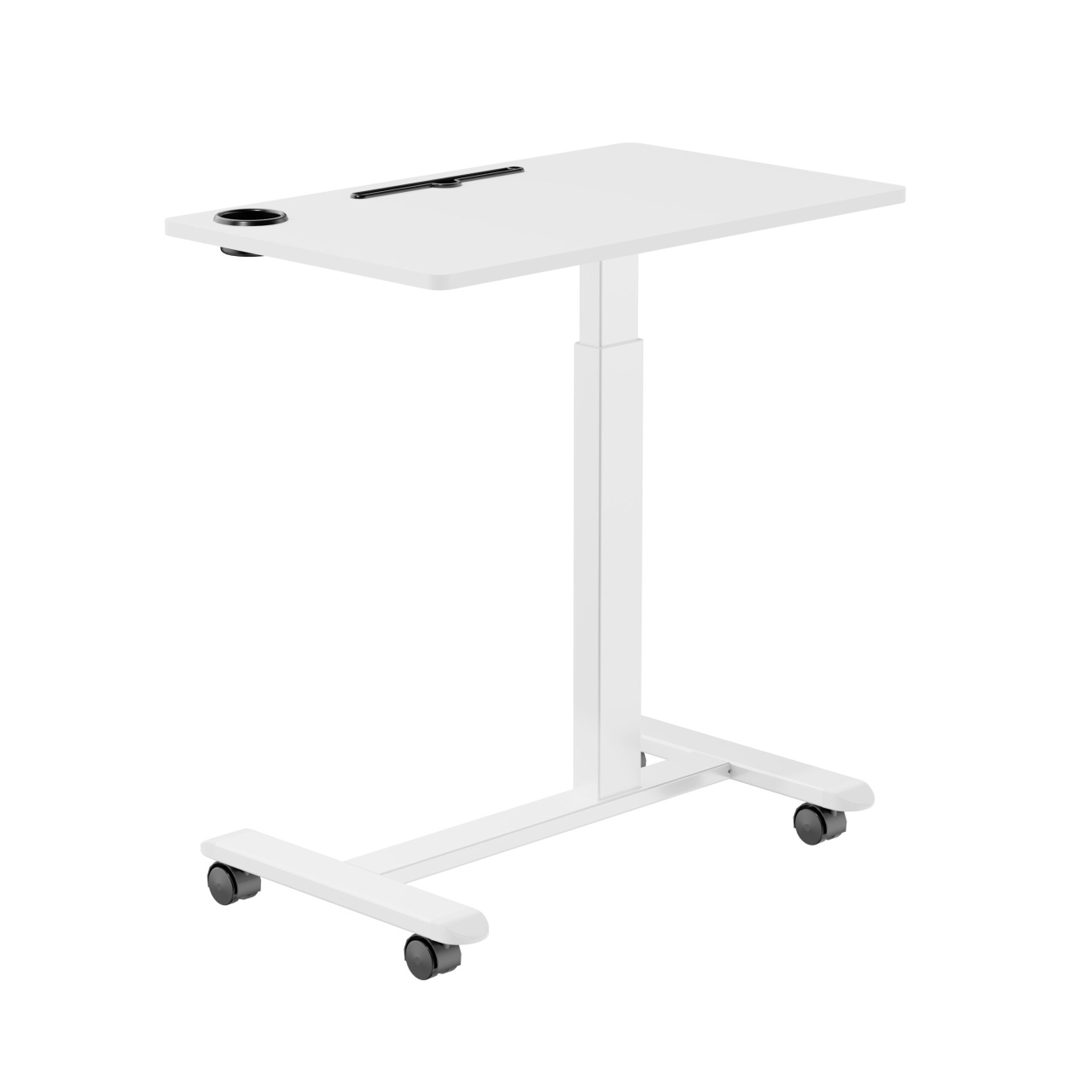 TerrA10 - birou reglabil pe inaltime - pneumatic - blat 82,5x50 cm - no wire (Culoare profil: Alb)