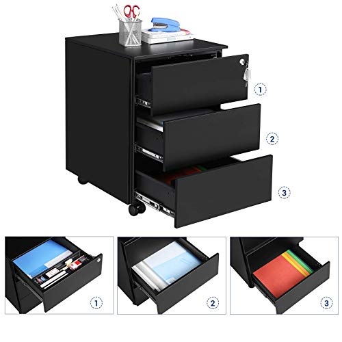 RollBox metalic Black 39/55 – casetiera metalica de birou -3 sertare -39 cm latime 55 inaltime - 3 | YEO