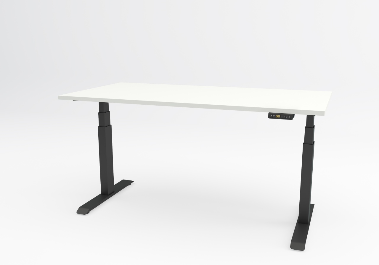 Birou reglabil pe inaltime TerrA7 BLACK- 2 motoare, profil dreptunghiular, Negru (Dimensiune blat: 120x60 cm, Culoare blat: Stejar negru 18mm) - 3 | YEO