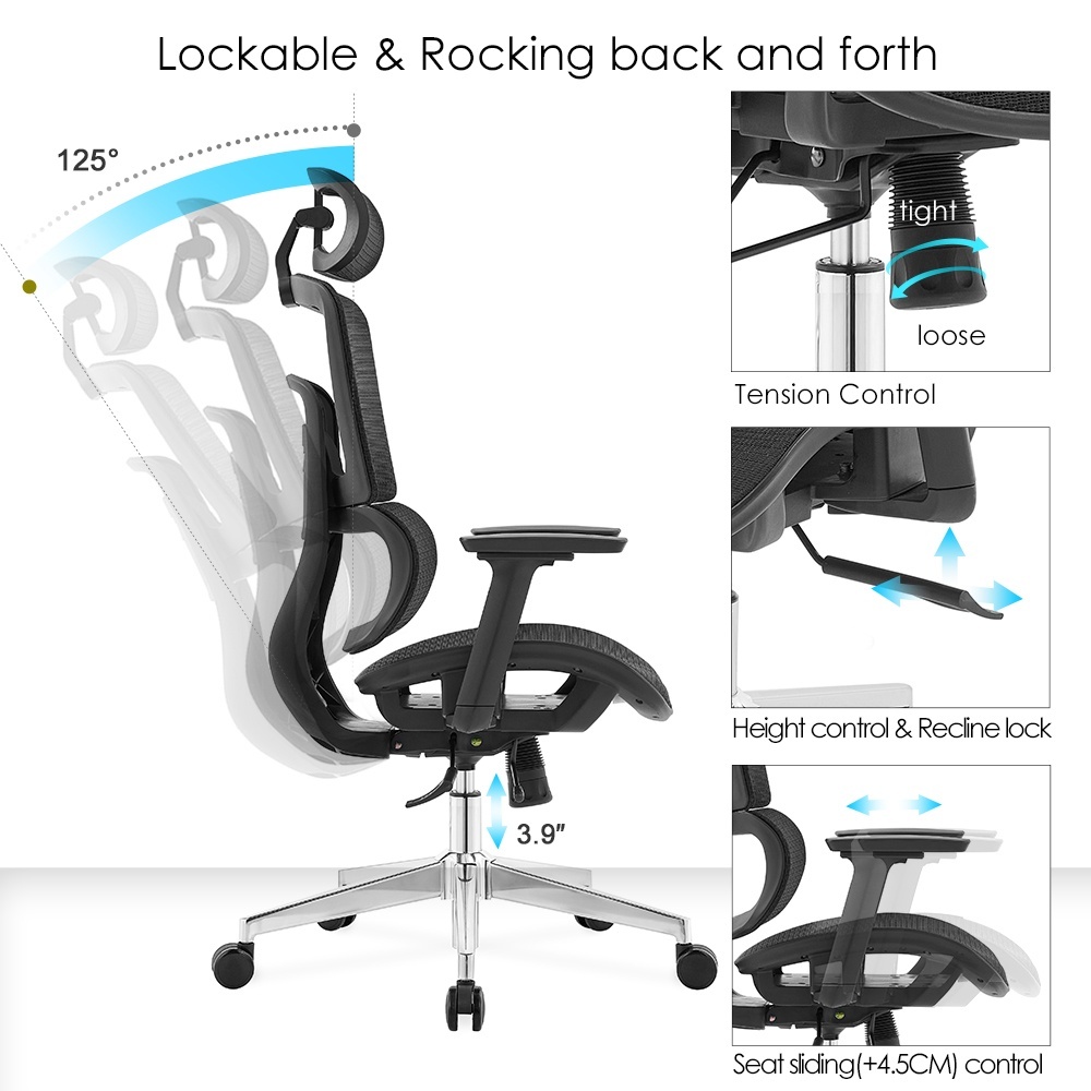 Pachet Birou reglabil TerrA3 BLACK + Scaun Gary Black (Copy 1) - 3 | YEO