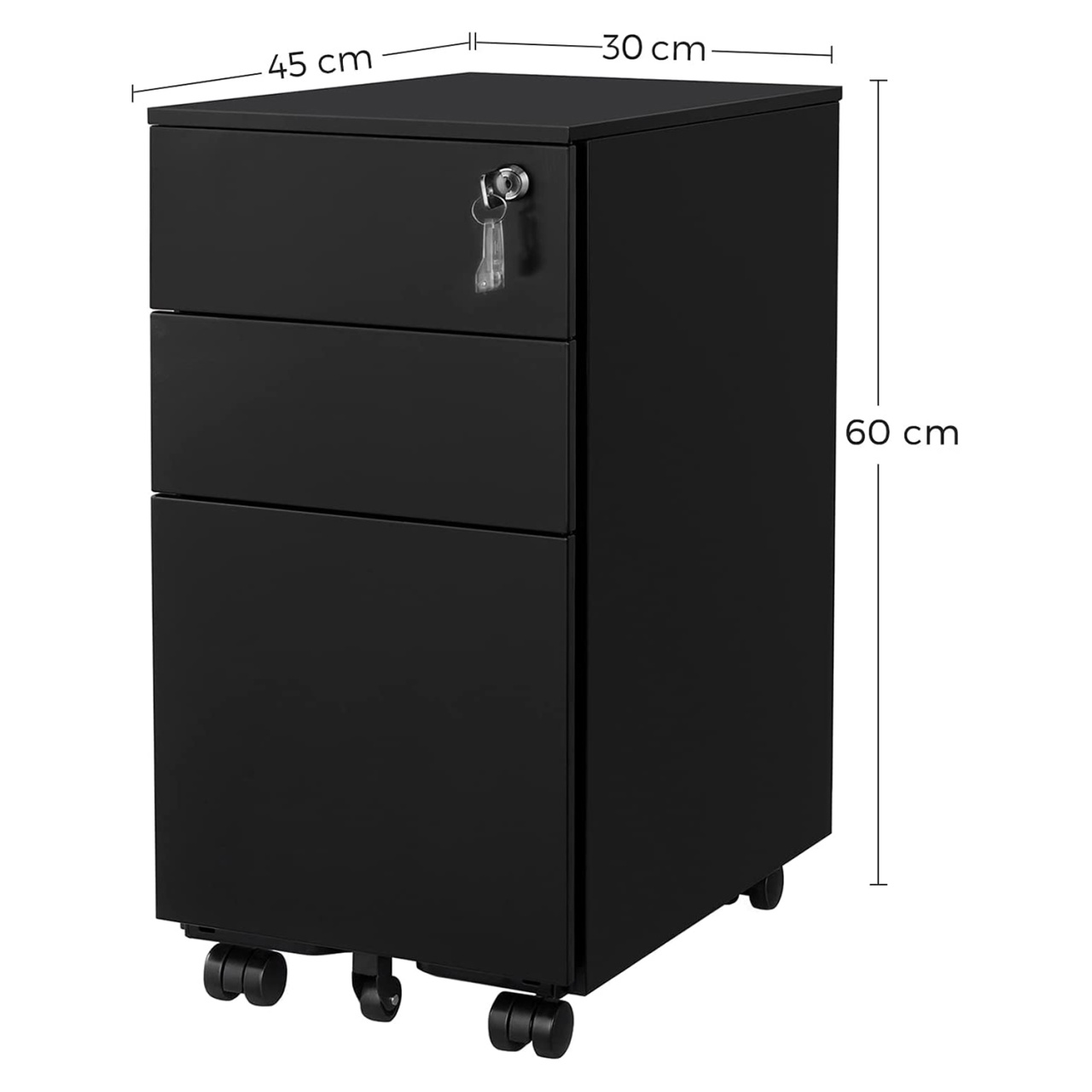 RollBox metalic -Black31 – casetiera metalica de birou -3 sertare model Drept