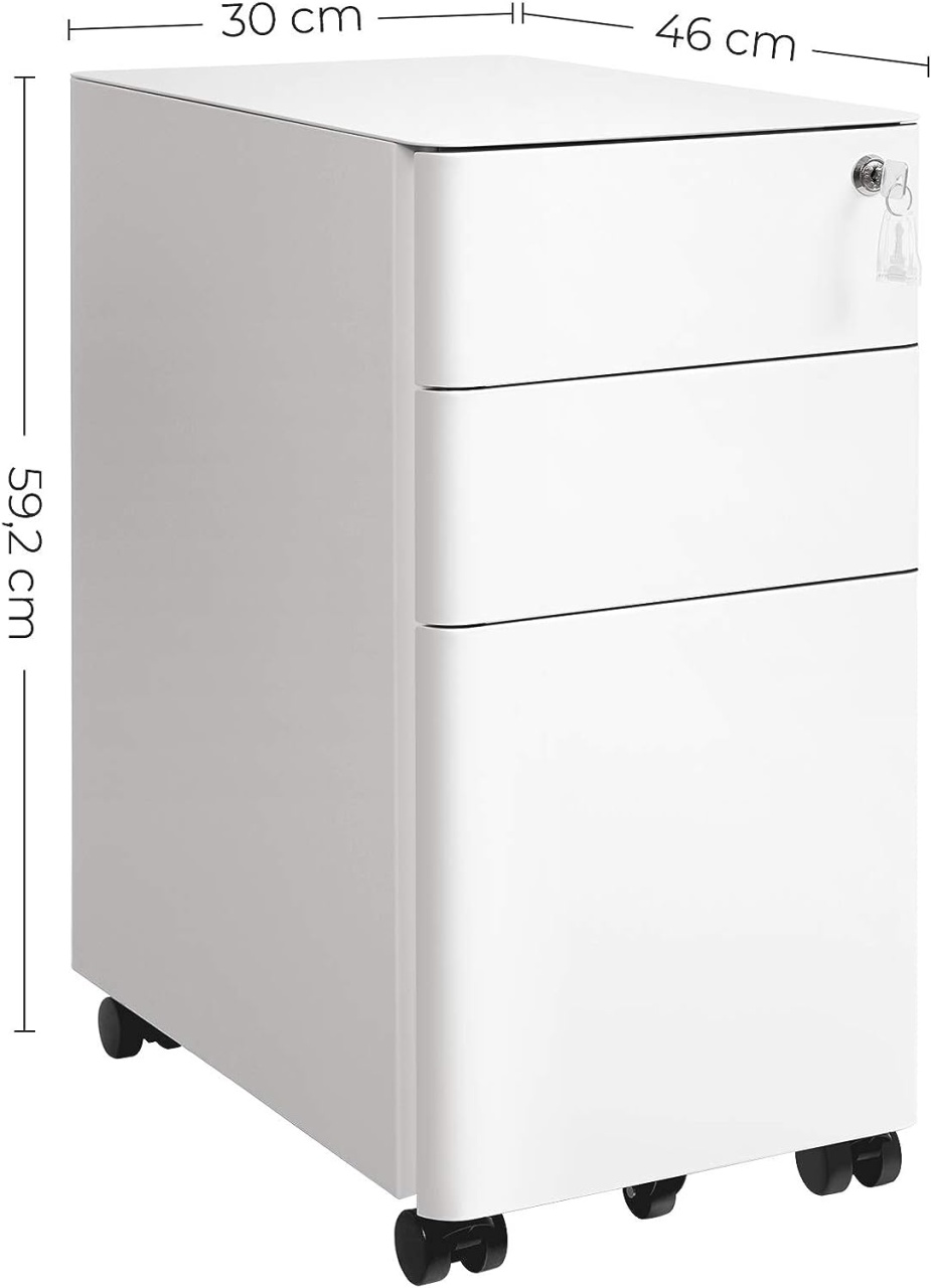 RollBox metalic -White30 - casetiera metalica de birou -3 sertare - 3 | YEO