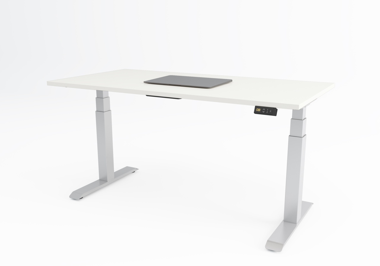 Birou reglabil pe inaltime TerrA9 Performance WHITE- 2 motoare marca Timotion + aplicatie bluetooth, CADRU ALB (Dimensiune blat: 120x60 cm, Culoare blat: Alb 25mm)