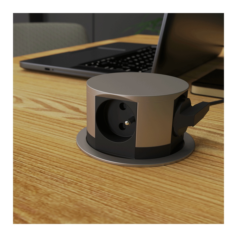 RING - Priza rotunda in blat, 4 SHUCKO (VREAU BLATUL DECUPAT PENTRU PRIZA: DA) - 1 | YEO