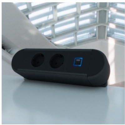Priza de birou cu 2 module shucko + 1 modul USB A+c 35W - prindere exterioara tip menghina - Img 5