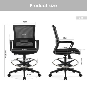 ErgoDynamic Emma Black scaun inalt de birou cu suport picioare si roti cu franare la presiune!! - Img 7