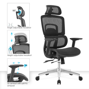 Ergodynamic Gary H - Scaun de birou - Full mesh - black, translatie sezut, brate 3D - Img 9