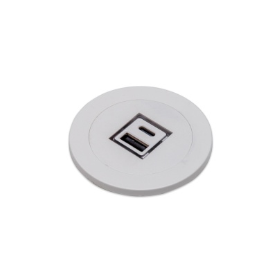 Priza de birou in blat - PORT O - 1 modul USB A+C 65W, prindere in blat, gaura rotunda - Img 7
