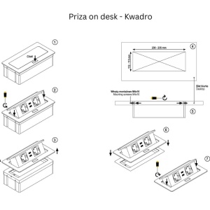 Priza in desk -KWADRO, 2XSCHUKO, 2XUSB 2.1A 5V - Img 3