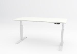 Birou reglabil pe inaltime TerrA7 WHITE - 2 motoare, profil dreptunghiular, culoare cadru Alb - Img 1