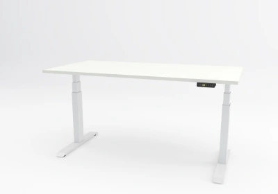 Birou reglabil pe inaltime TerrA7 WHITE - 2 motoare, profil dreptunghiular, culoare cadru Alb