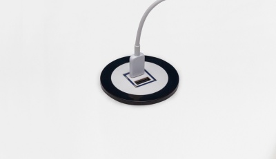 Priza de birou in blat - PORT O - 1 modul USB A+C 65W, prindere in blat, gaura rotunda - Img 4