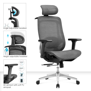 ErgoDynamic Icon-H -Black-, scaun de birou, full mesh, sezut translatie 5 cm - Img 6
