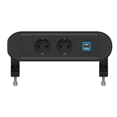 Priza de birou cu 2 module shucko + 1 modul USB A+c 35W - prindere exterioara tip menghina - Img 3