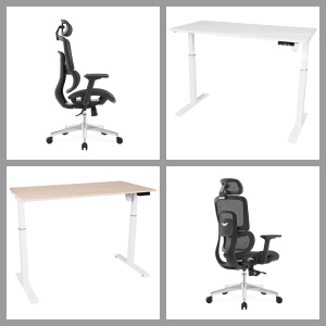 Pachet Birou reglabil TerrA3 WHITE + Scaun Gary Black - Img 1
