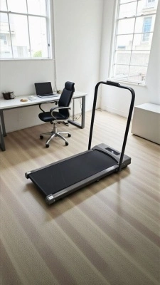 Banda de alergat Qubaro-Slim,, electrica, 120x50 cm, motor 1,5 hp, bara de sustinere detasabila, telecomanda, 8 trepte de viteza, maxim 110 kg