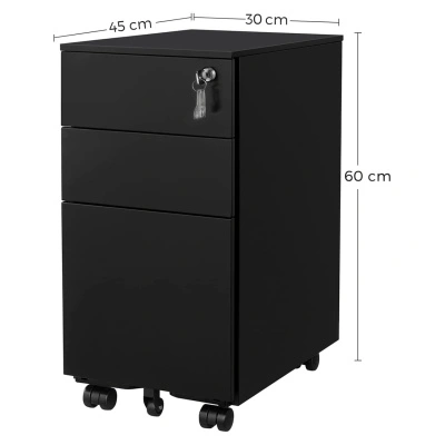 RollBox metalic -Black31 – casetiera metalica de birou -3 sertare model Drept