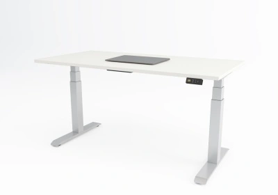 Birou reglabil pe inaltime TerrA9 Performance WHITE- 2 motoare marca Timotion + aplicatie bluetooth, CADRU ALB