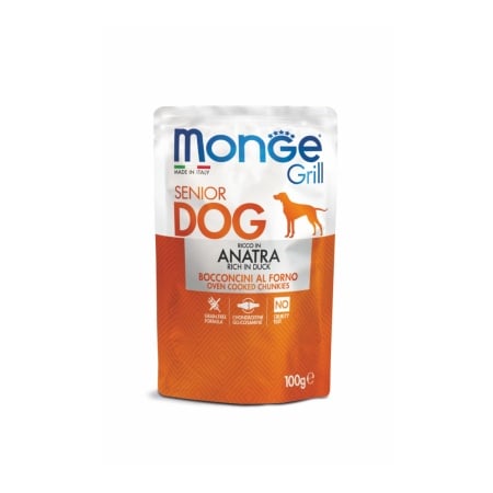 Monge Grill hrană umedă pentru câini seniori, rață, plic 100 g – 3185