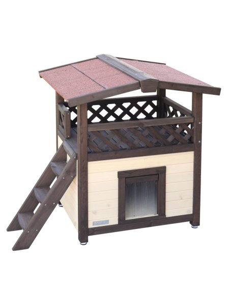 Casă pentru pisici 4 anotimpuri Deluxe Kerbl, 88x57x77 cm, maro 81529 - Img 2