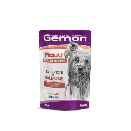 Gemon hrană umedă pentru câini adulți, somon plic 100 g – 0612