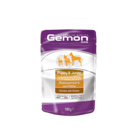 Gemon hrană umedă pentru căței Puppy&Junior, pui plic 100 g – 0636