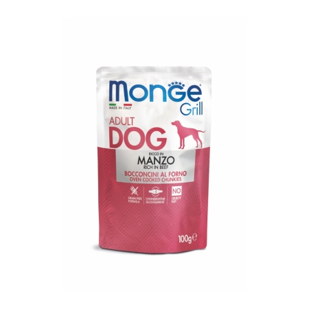 Monge Grill hrană umedă pentru câini adulți, vită, plic 100 g – 3154