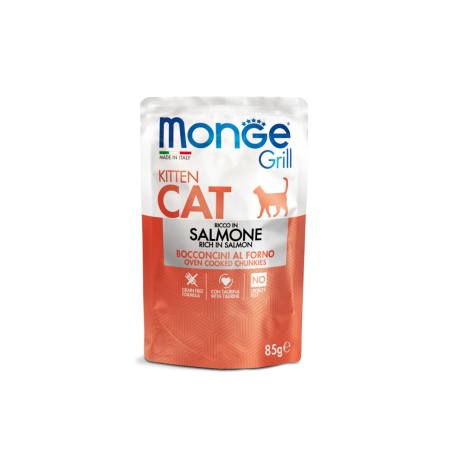 Monge Grill hrană umedă pentru pisoi, pui și somon plic 85 g – 3604