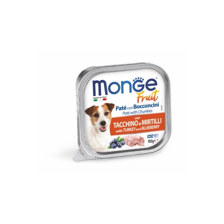 Monge Fruit hrană umedă pentru câini, curcan și afine pate & chunkies 100 g – 3208