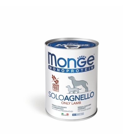 Monge hrană umedă monoproteică pentru câini, miel 100% pate 400 g – 4236