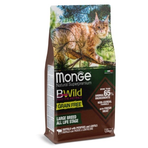 Monge BWild hrană uscată fără cereale pentru pisici, bivoliță, cartofi și linte 1,5 kg – 2065