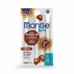 Monge Gift Sticks pentru câini adulți, recompense pentru digestie sensibilă cu miel și castane, 45 g - 5427