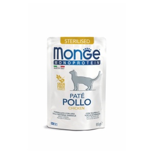 Monge hrană umedă monoproteică pentru pisici adulte sterilizate, pate cu pui, plic 85 g – 3710