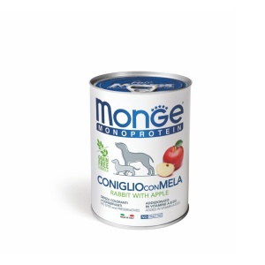 Monge Monoprotein cu iepure și măr – Hrană umedă pate pentru câini adulți, 400 g – 4328