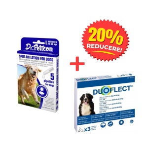 Pachet deparazitare externă câini talie mare – Dr. Peticon L + Duoflect L