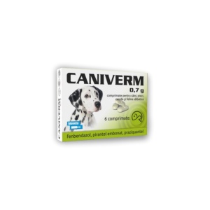 Antiparazitar intern pentru caini de talie medie si mare Caniverm 0.7 g - 100 tbl