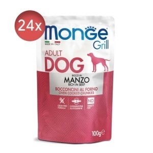 Monge Grill hrană umedă pentru câini adulți, vită, plic 100 g – 3154 x 24 buc