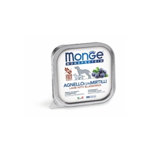 Monge hrană umedă monoproteică pentru câini adulți, miel și afine pate 150 g – 4359