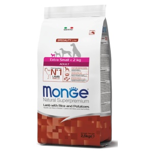 Monge hrană uscată pentru caini adulti , talie foarte mica, miel orez&cartofi 2.5kg - 1488