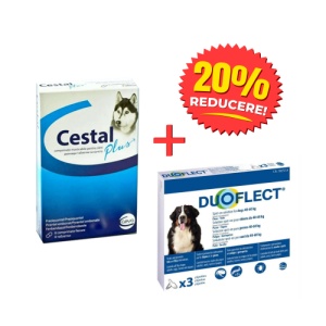 Pachet deparazitare internă și externă câini talie mica – Cestal + Duoflect L