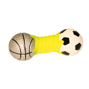 Jucarie pentru caini tip gantera cu mingi Dumbbell 14.5 cm 82307