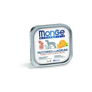 Monge hrană umedă monoproteică pentru câini adulți, curcan și citrice pate 150 g – 4397 x 24 buc